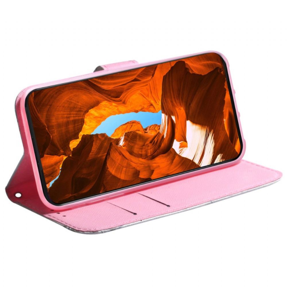 Kožený Kryt iPhone 16 Plus Růžový Květ