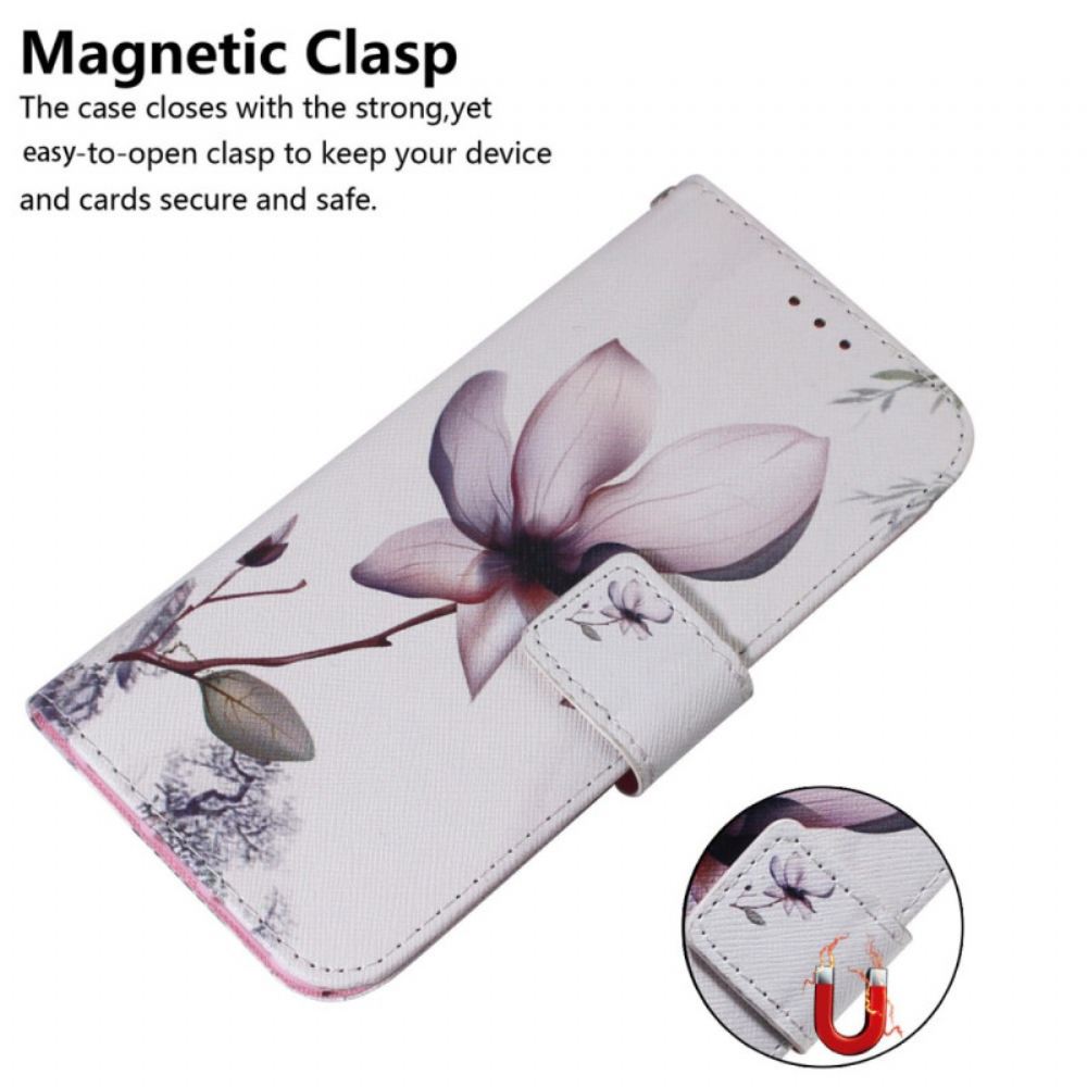Kožený Kryt iPhone 16 Plus Růžový Květ