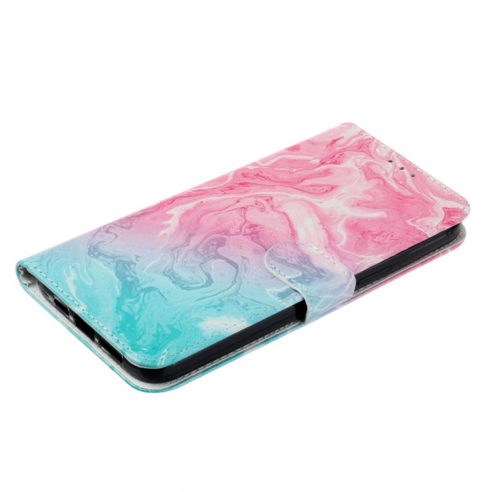 Kožený Kryt iPhone 16 Plus Růžový Zelený Mramor