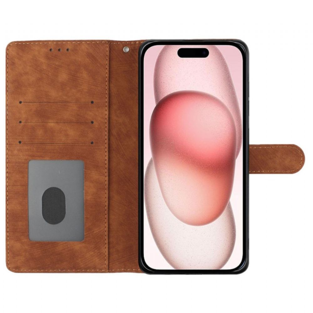 Kožený Kryt iPhone 16 Plus Semišový Efekt S Páskem