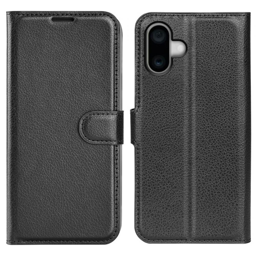 Kožený Kryt iPhone 16 Plus Umělá Kůže Litchi