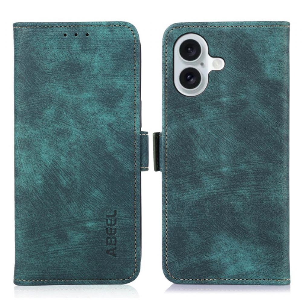 Kožený Kryt iPhone 16 Plus Vintage Semišový Efekt Abeel