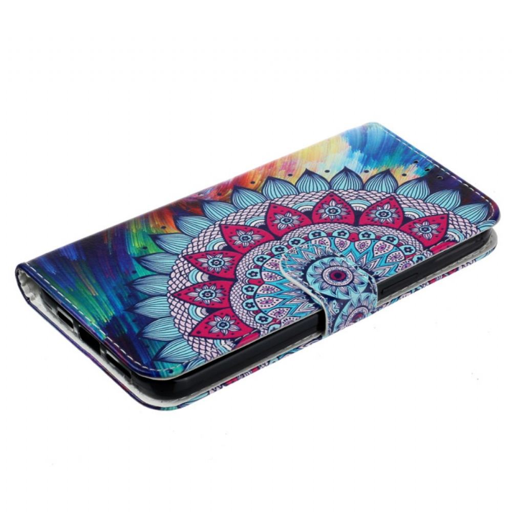 Kožený Kryt iPhone 16 Plus Vzor Řemínku Mandala