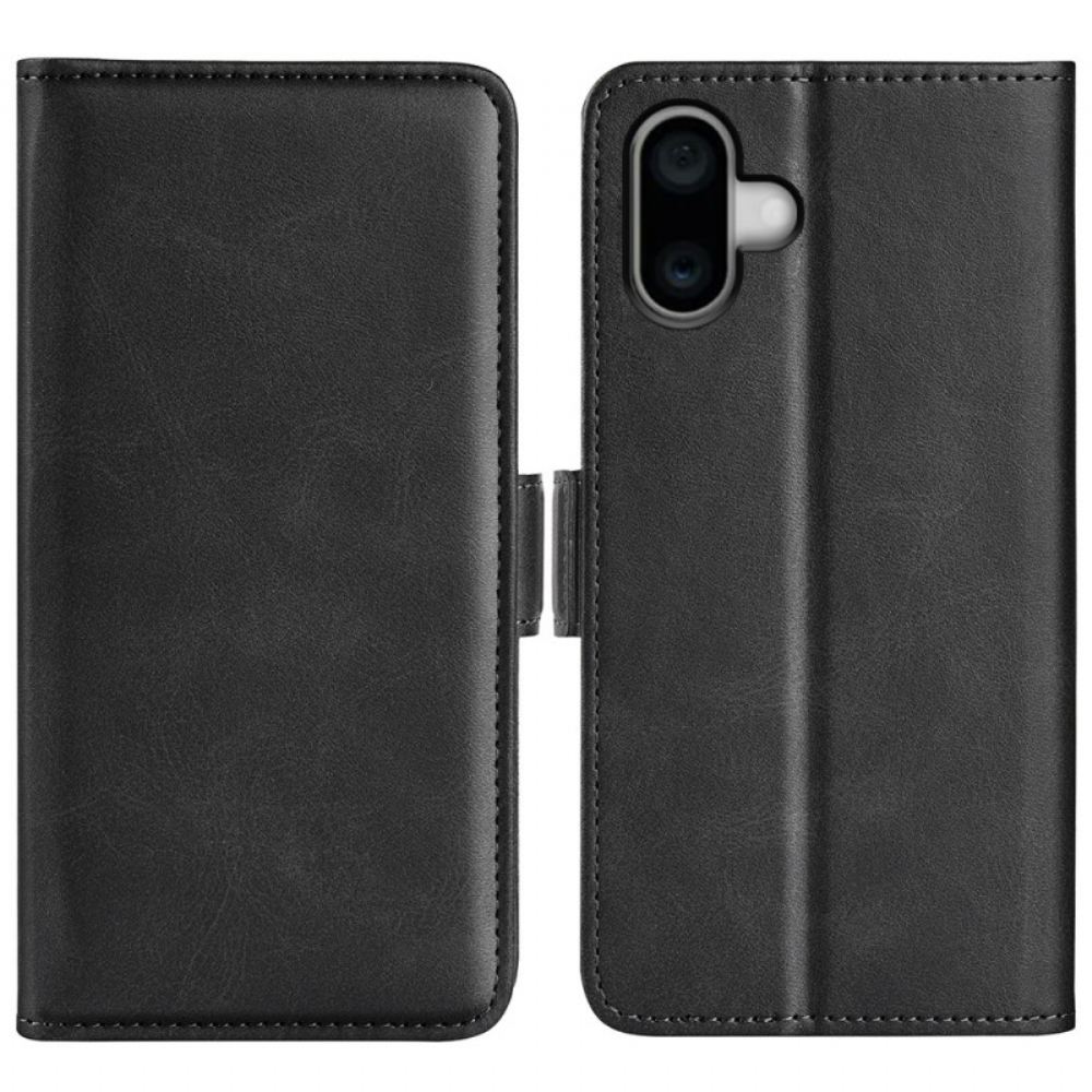 Kožený Kryt Na iPhone 16 Plus Dvojitá Spona