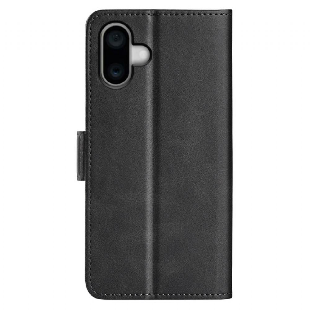 Kožený Kryt Na iPhone 16 Plus Dvojitá Spona