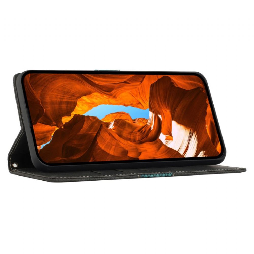 Kožený Kryt Na iPhone 16 Plus Horizontální Pásový Vlys