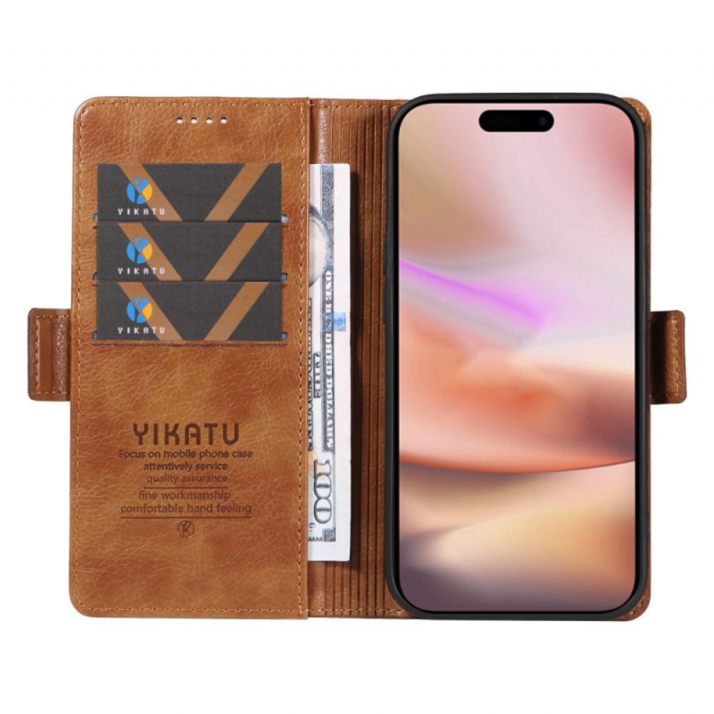 Kožený Kryt Na iPhone 16 Plus Textura Yikatu Litchi