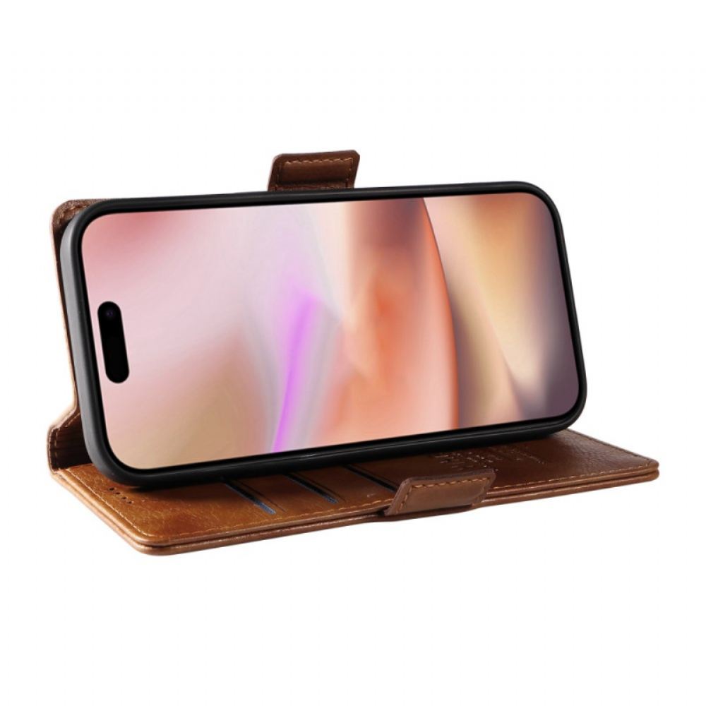 Kožený Kryt Na iPhone 16 Plus Textura Yikatu Litchi