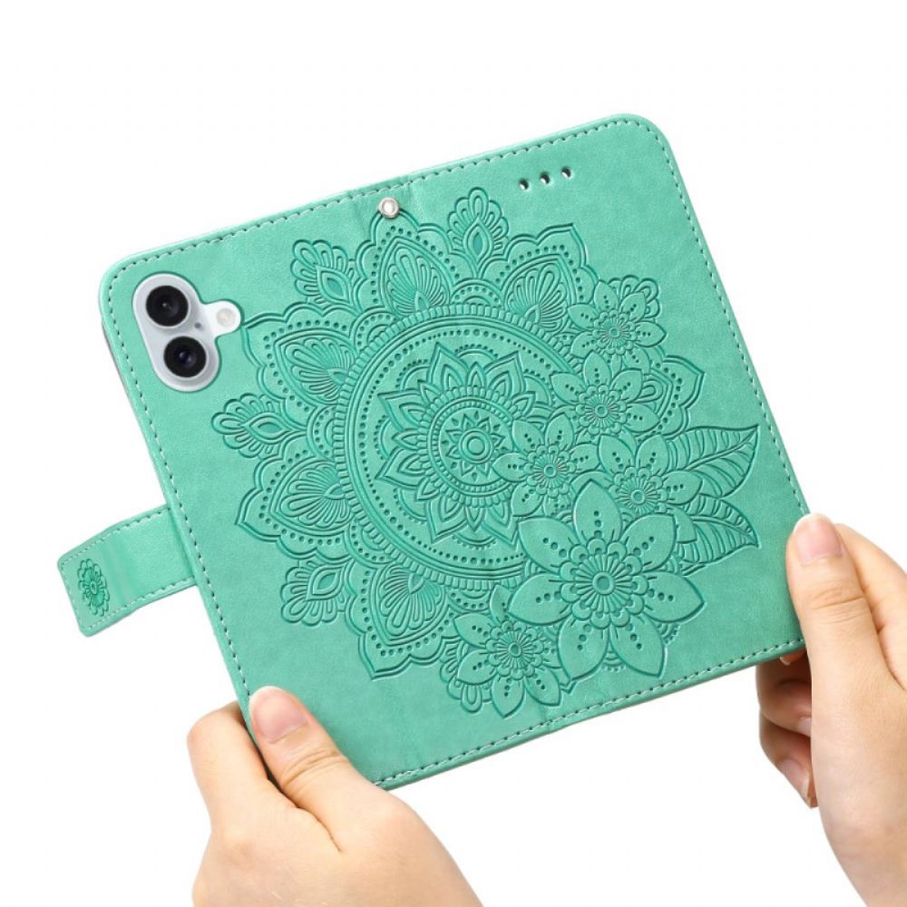 Kožený Kryt Na iPhone 16 Plus Tisk Mandaly