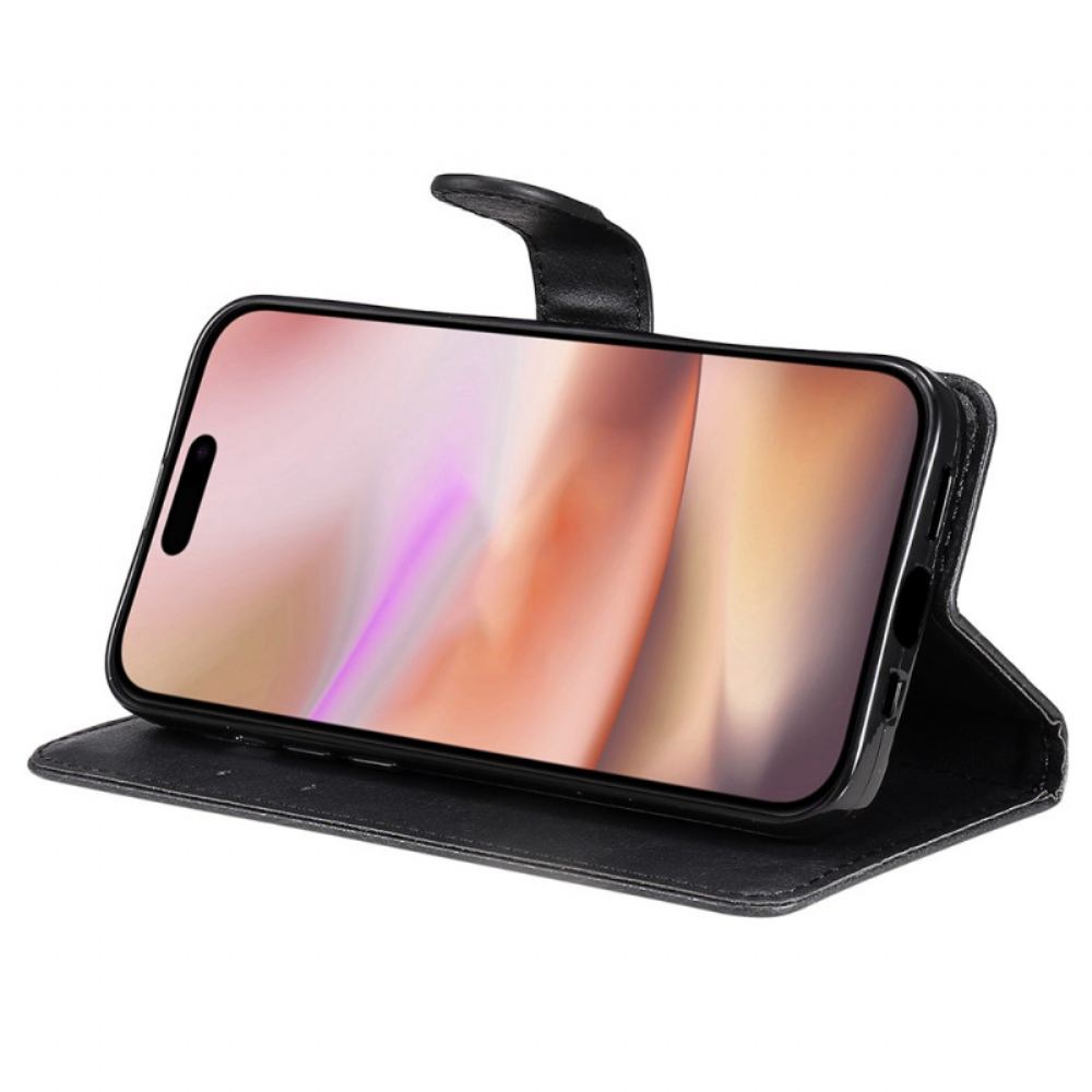 Kožený Kryt Na iPhone 16 Plus Umělá Kůže S Řemínkem