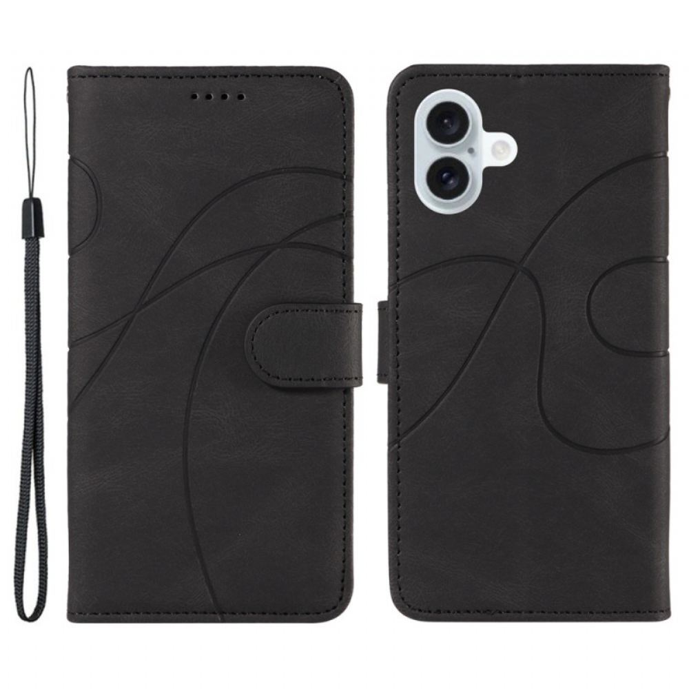 Kožený Kryt Na iPhone 16 Plus Vlnité Řemínky