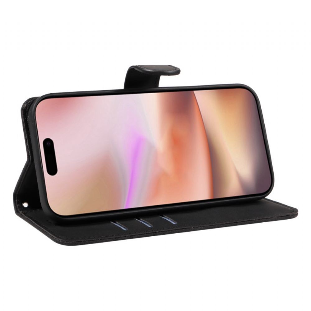 Kožený Kryt Na iPhone 16 Plus Vlnité Řemínky