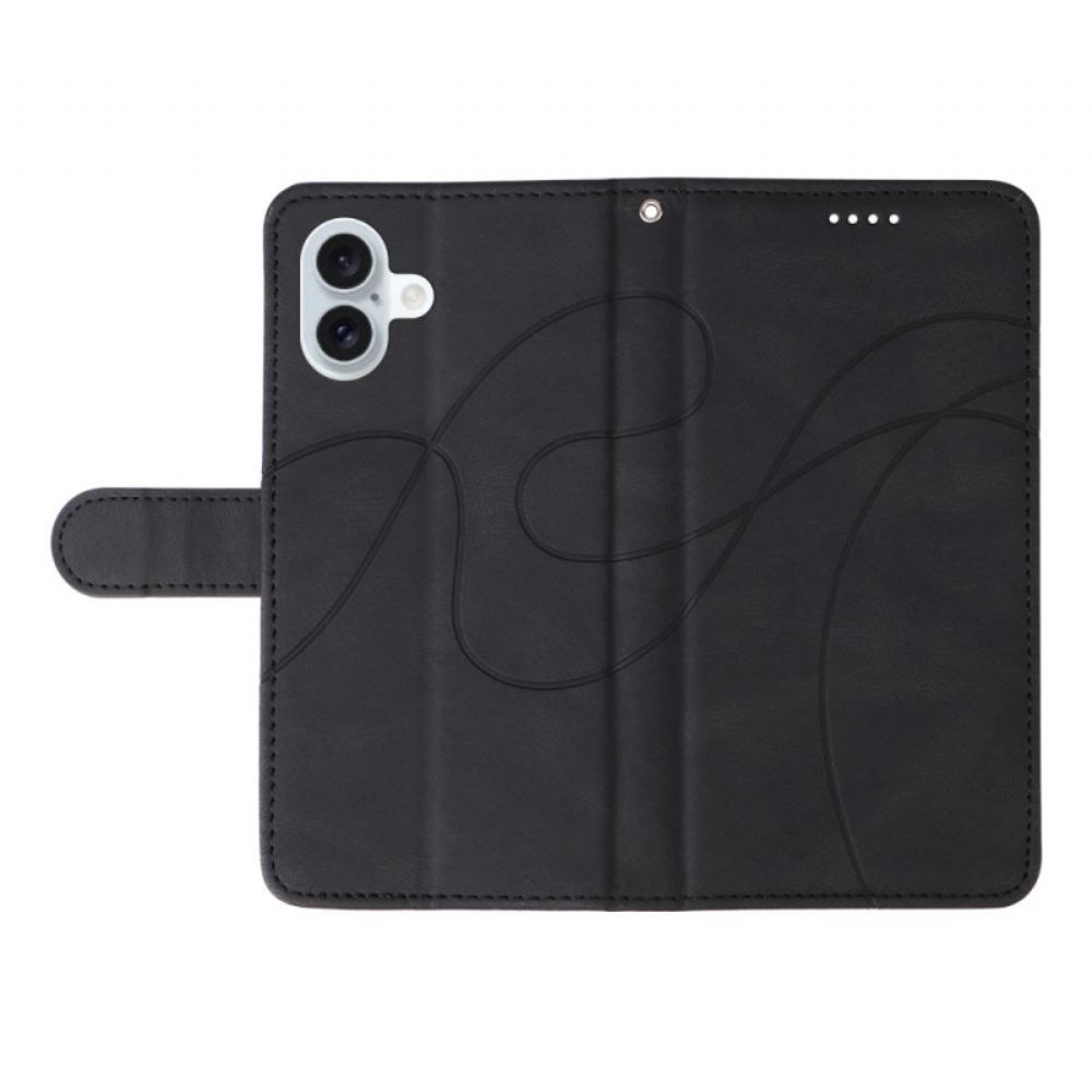 Kožený Kryt Na iPhone 16 Plus Vlnité Řemínky