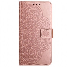 Kožený Kryt Na iPhone 16 Plus Vzor Řemínku Mandala