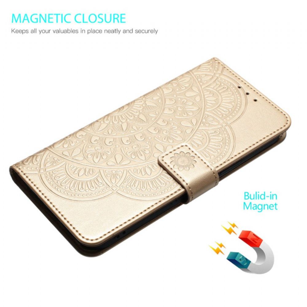 Kožený Kryt Na iPhone 16 Plus Vzor Řemínku Mandala