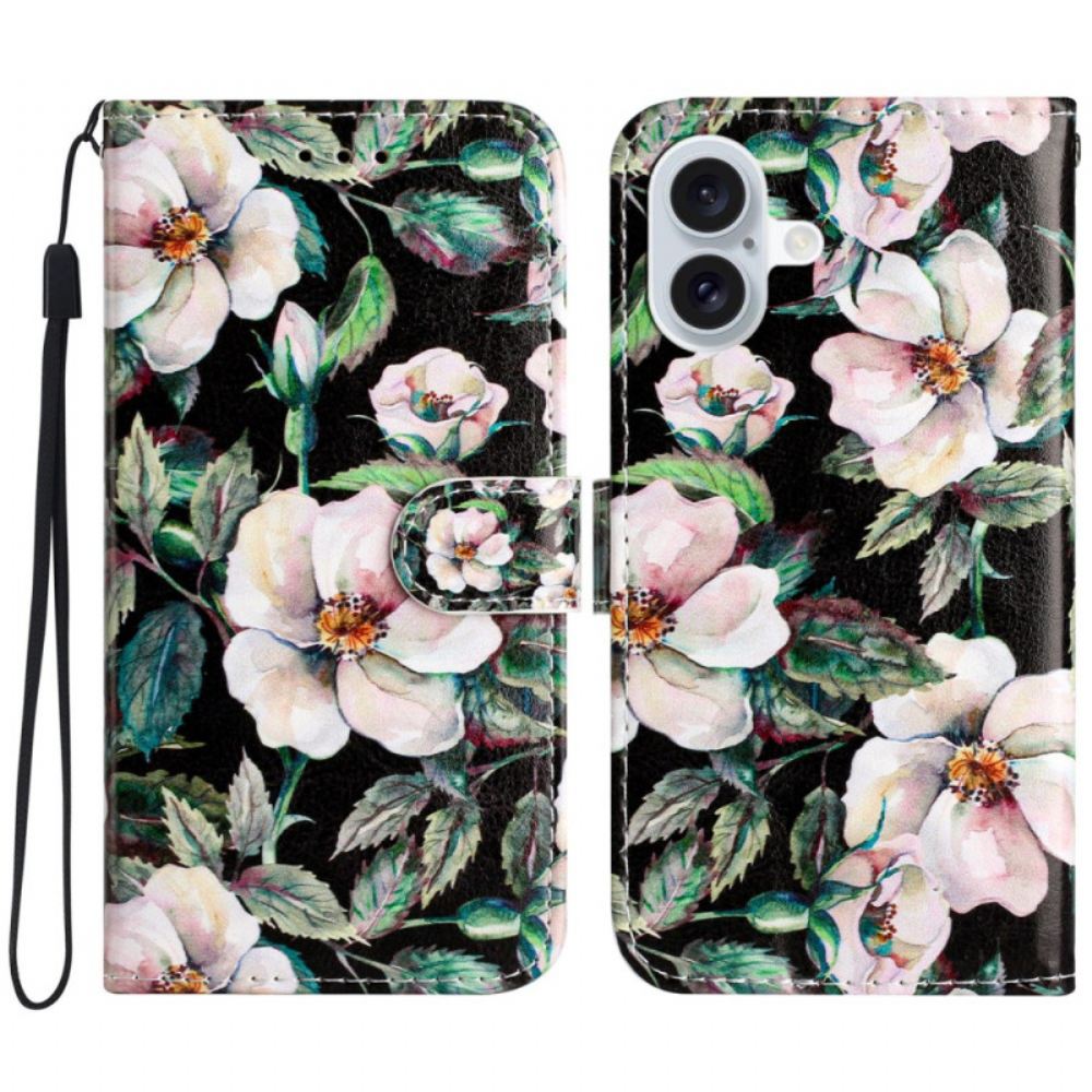 Kožený Kryt Na iPhone 16 Plus Řemenové Magnólie