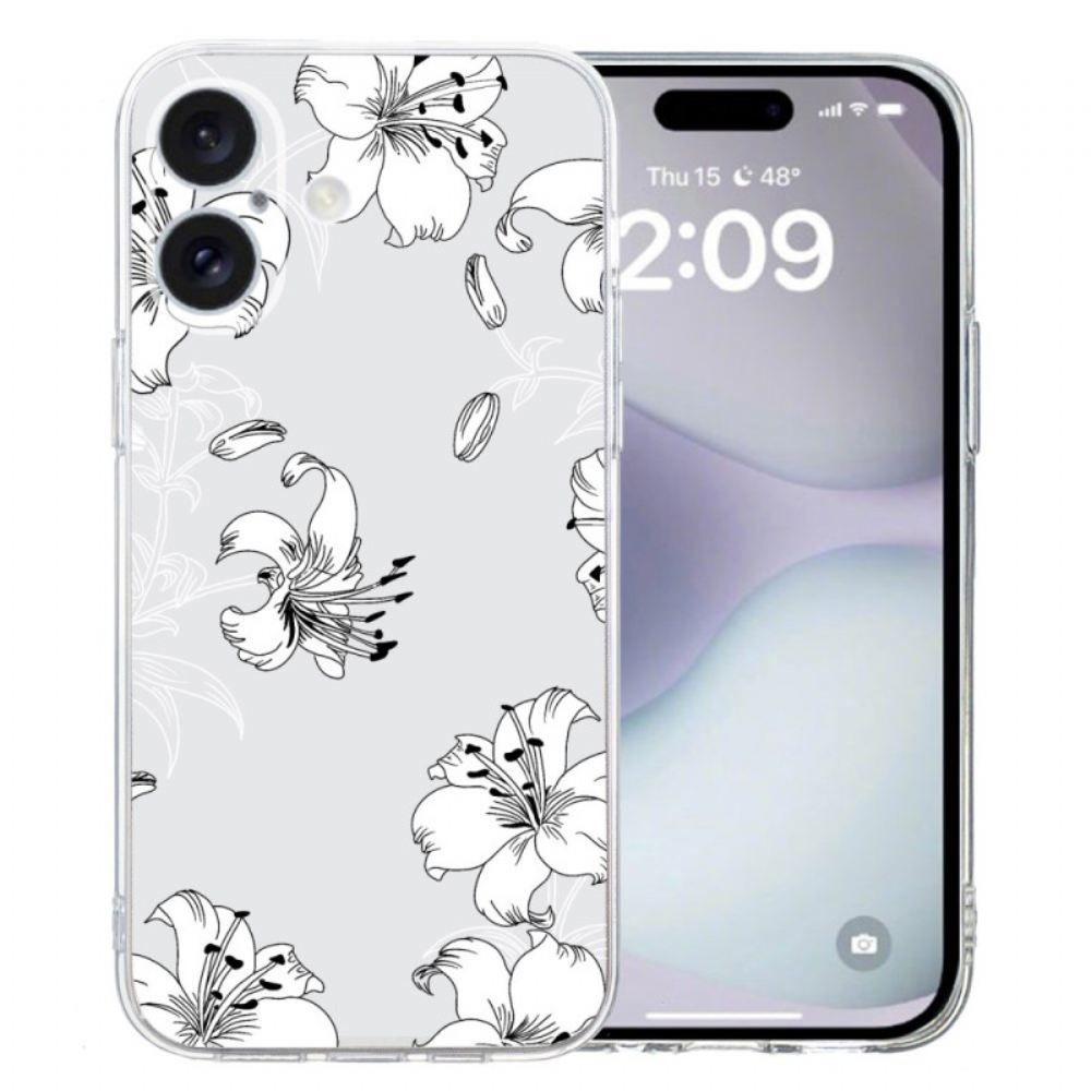 Kryt iPhone 16 Plus Bílé Květy