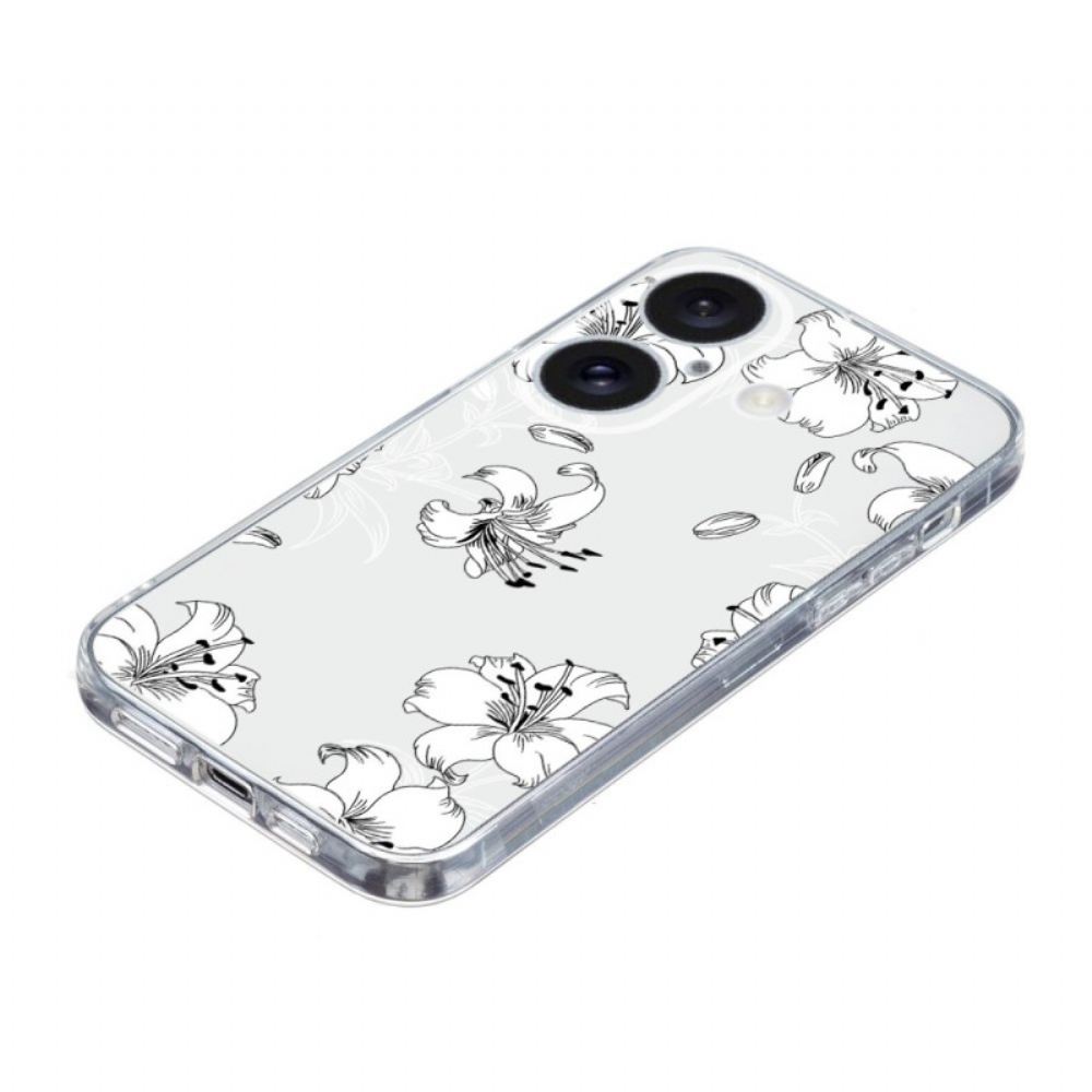 Kryt iPhone 16 Plus Bílé Květy