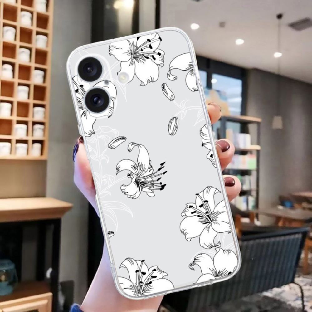 Kryt iPhone 16 Plus Bílé Květy