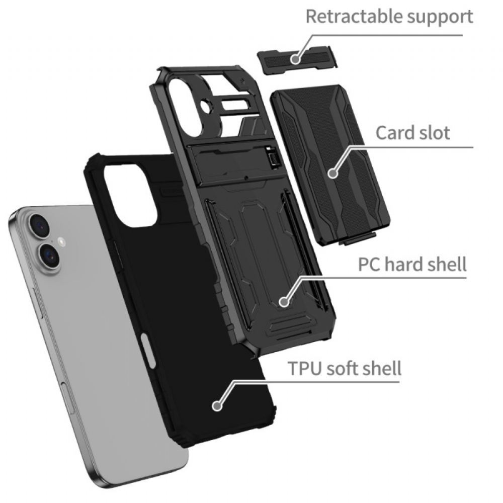 Kryt iPhone 16 Plus Integrovaný Držák Karty A Podpora