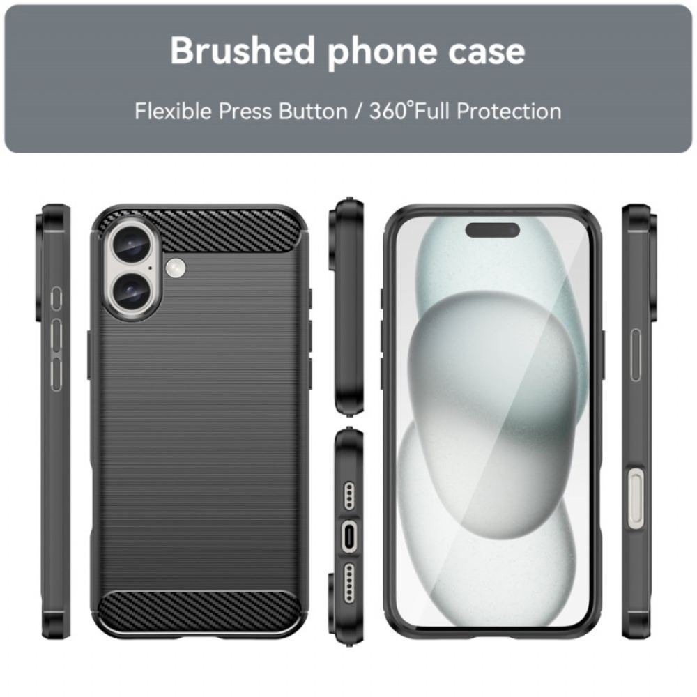 Kryt iPhone 16 Plus Kryty Na Mobil Kartáčované Uhlíkové Vlákno