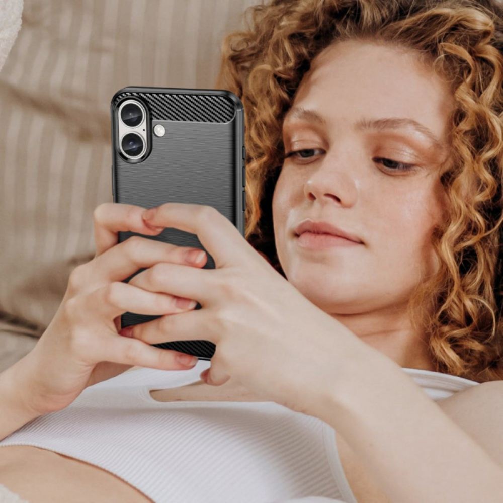 Kryt iPhone 16 Plus Kryty Na Mobil Kartáčované Uhlíkové Vlákno