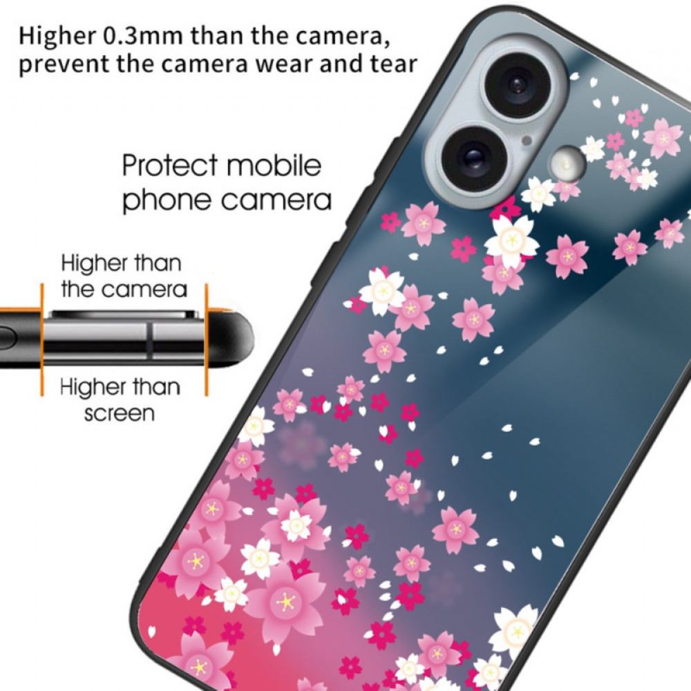 Kryt iPhone 16 Plus Kryty Na Mobil Tvrzené Sklo Růžové Květy