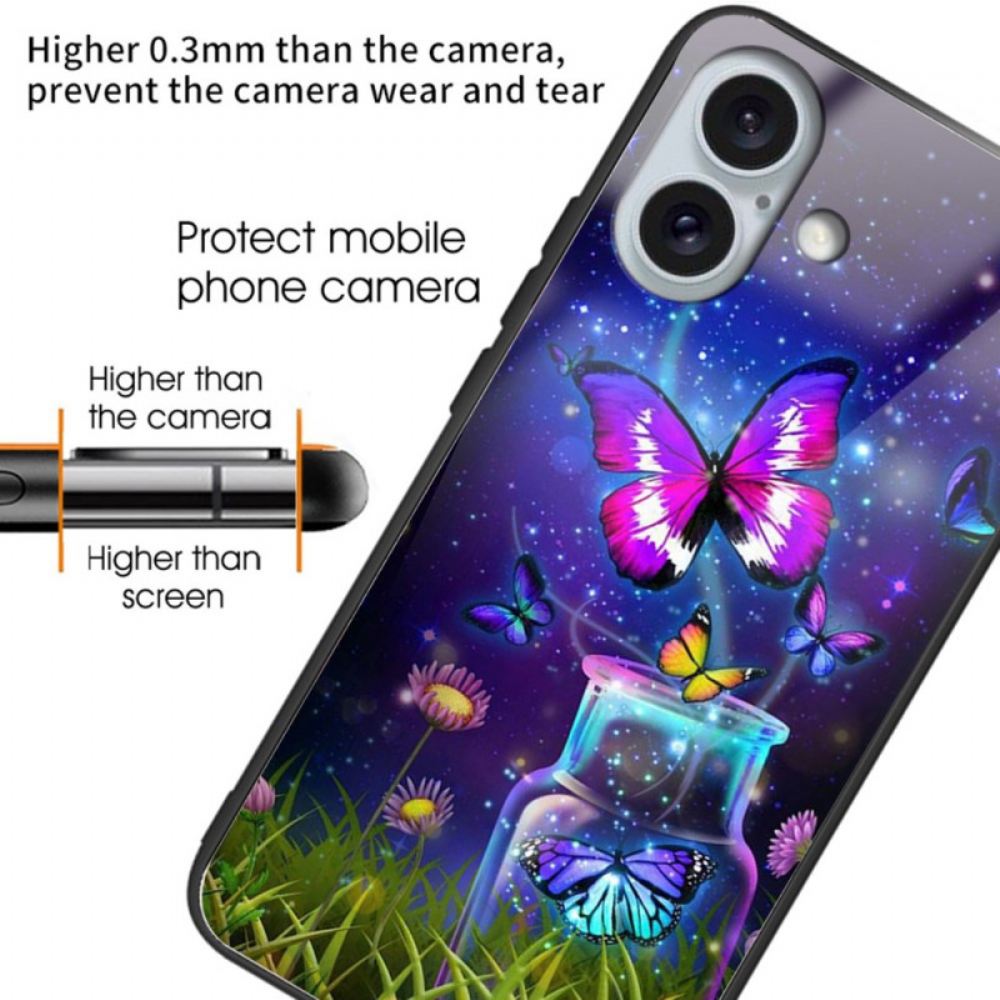 Kryt iPhone 16 Plus Láhev A Motýl Z Tvrzeného Skla