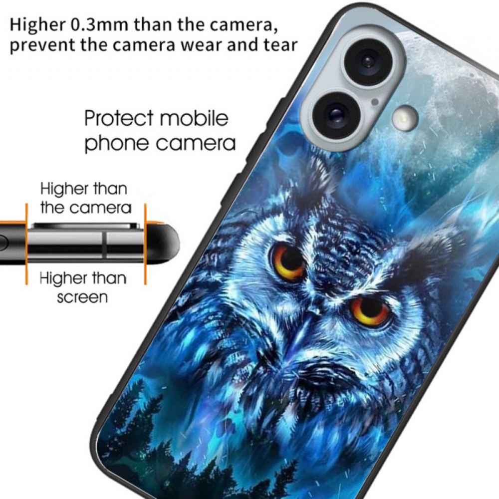 Kryt iPhone 16 Plus Lesní Sova Tvrzené Sklo