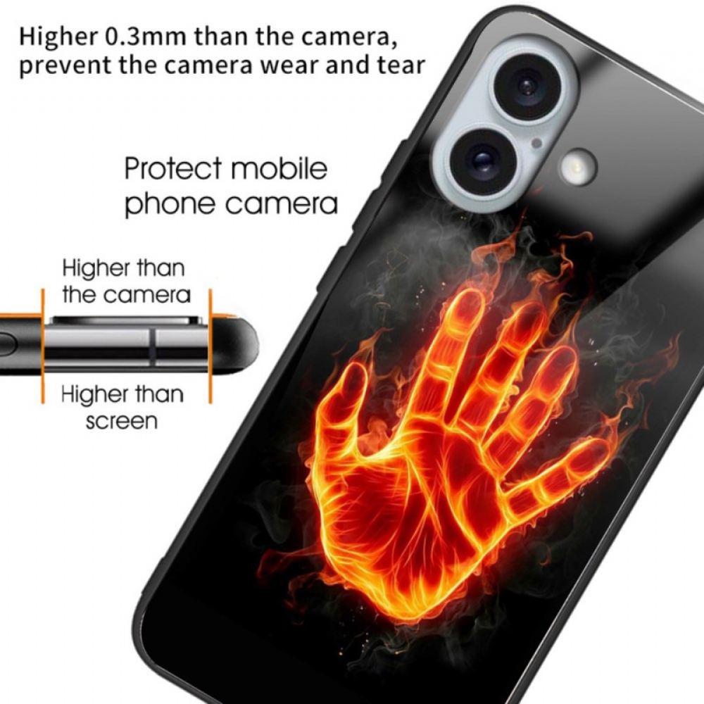 Kryt iPhone 16 Plus Tvrzené Sklo Fire Palm