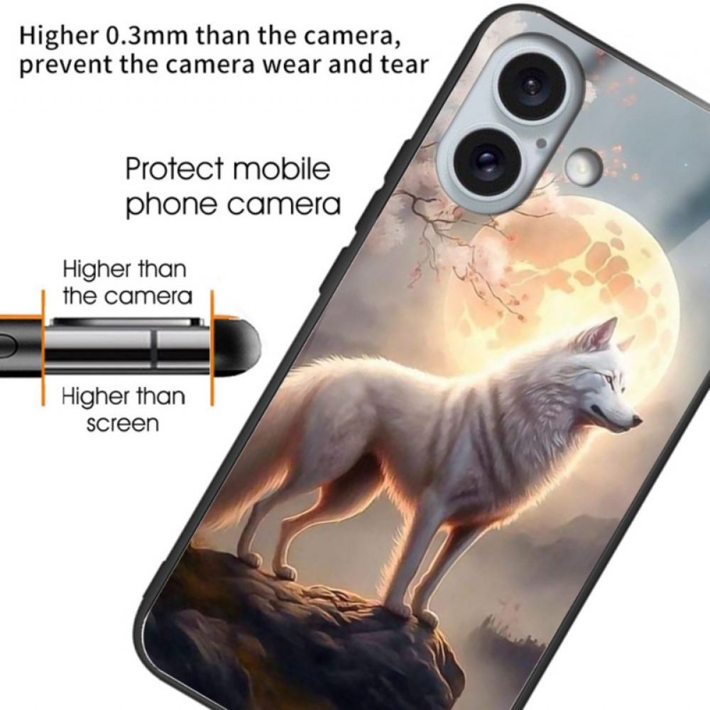 Kryt iPhone 16 Plus Tvrzené Sklo Moonlight Wolf