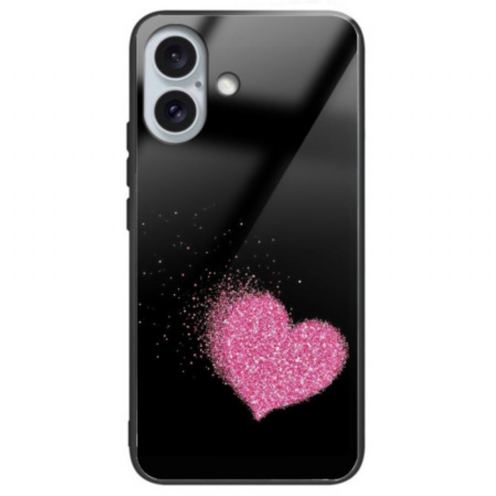 Kryt iPhone 16 Plus Tvrzené Sklo Růžové Srdce