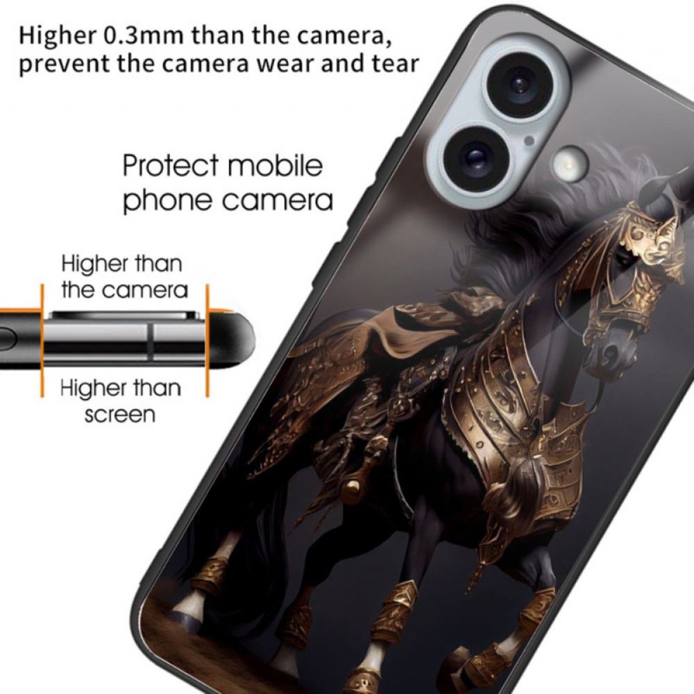 Kryt iPhone 16 Plus Tvrzené Sklo S Maskovaným Koněm