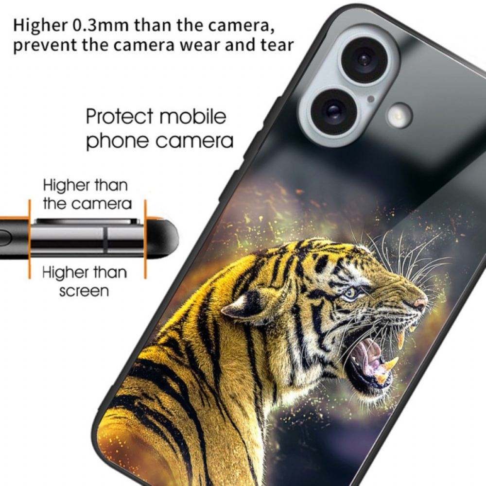 Kryt iPhone 16 Plus Tvrzené Sklo Řvoucího Tygra