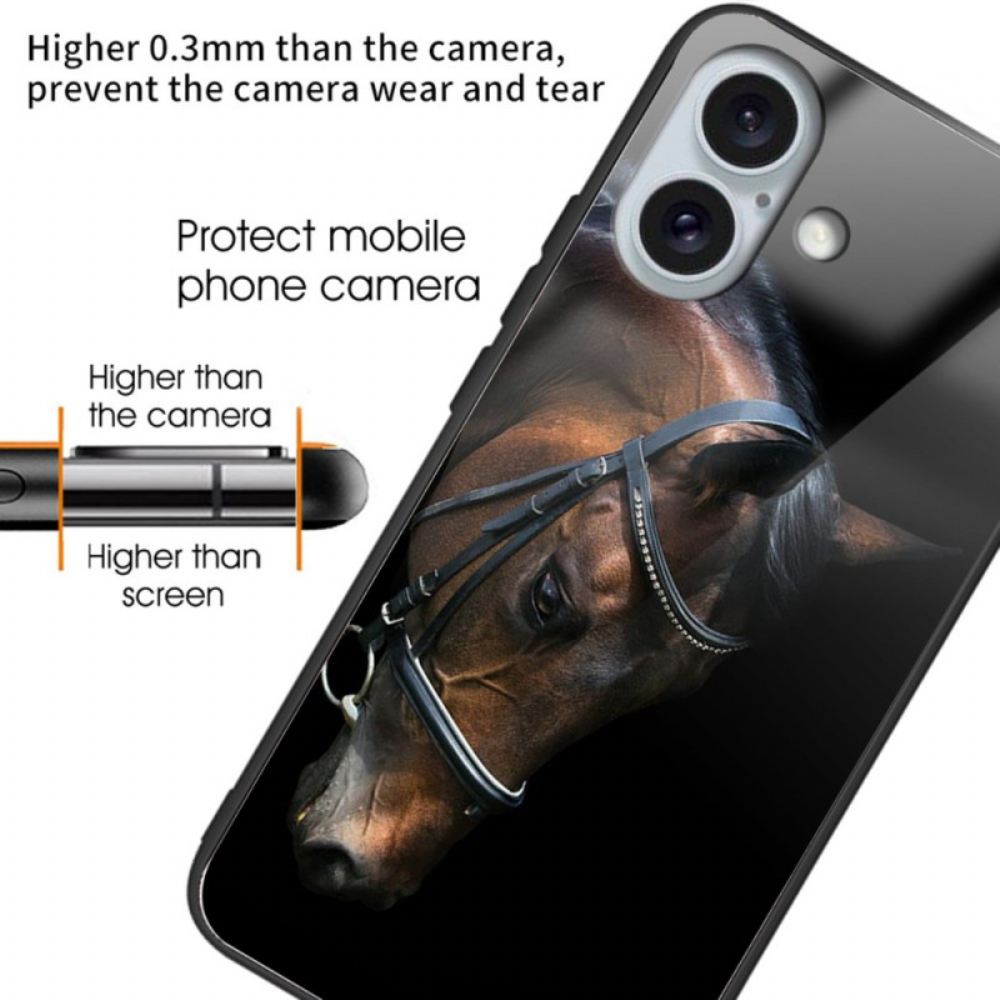Kryt Na iPhone 16 Plus Tvrzené Sklo Koňské Hlavy
