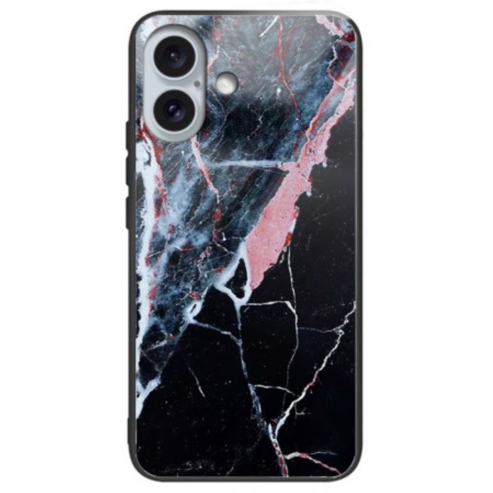 Kryt Na iPhone 16 Plus Tvrzené Sklo Z Černého Mramoru
