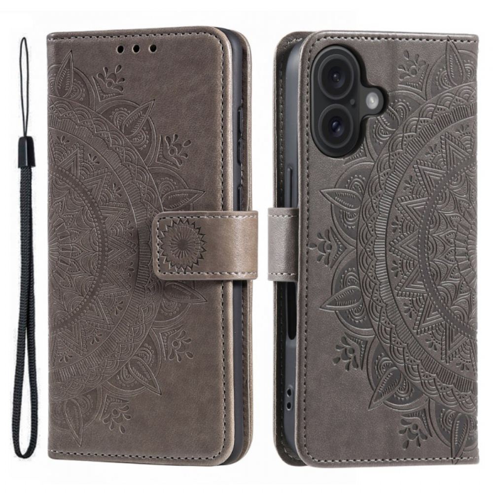 Peněženková Pouzdra iPhone 16 Plus Kryty Na Mobil Mandala Sun