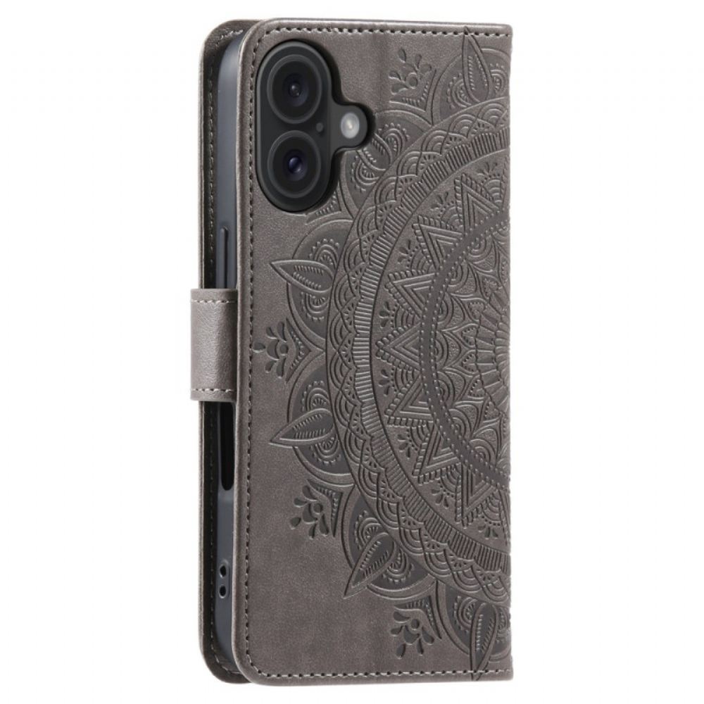 Peněženková Pouzdra iPhone 16 Plus Kryty Na Mobil Mandala Sun