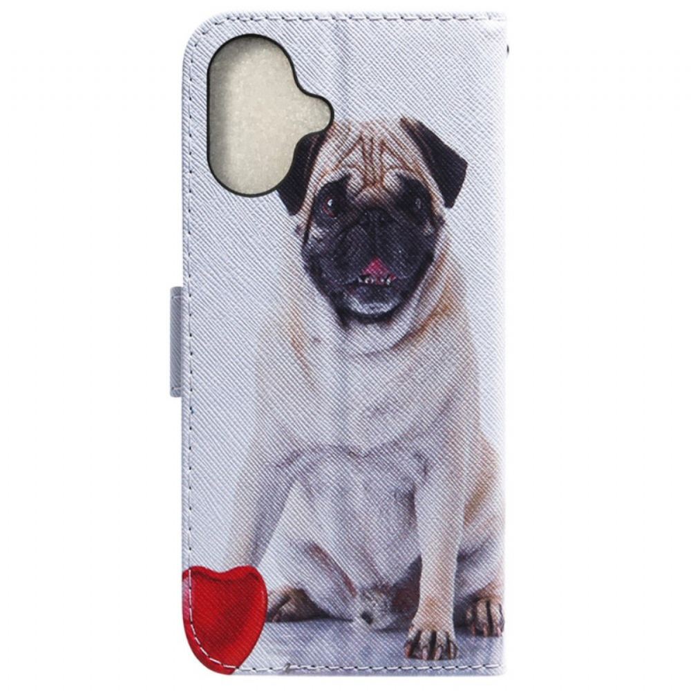 Peněženková Pouzdra iPhone 16 Plus Kryty Na Mobil Mops Pes