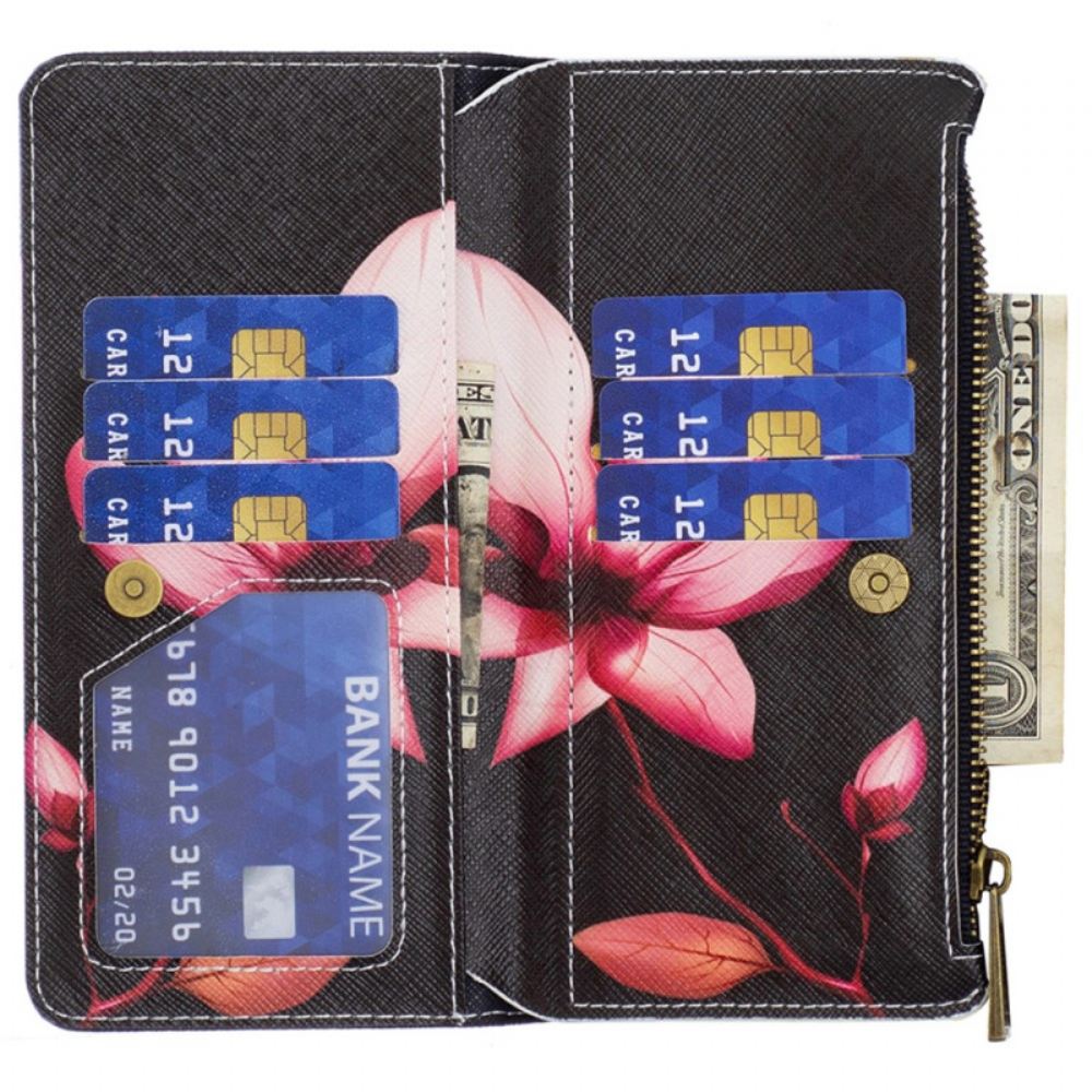 Peněženková Pouzdra iPhone 16 Plus Kryty Na Mobil Peněženka Lotus Strap