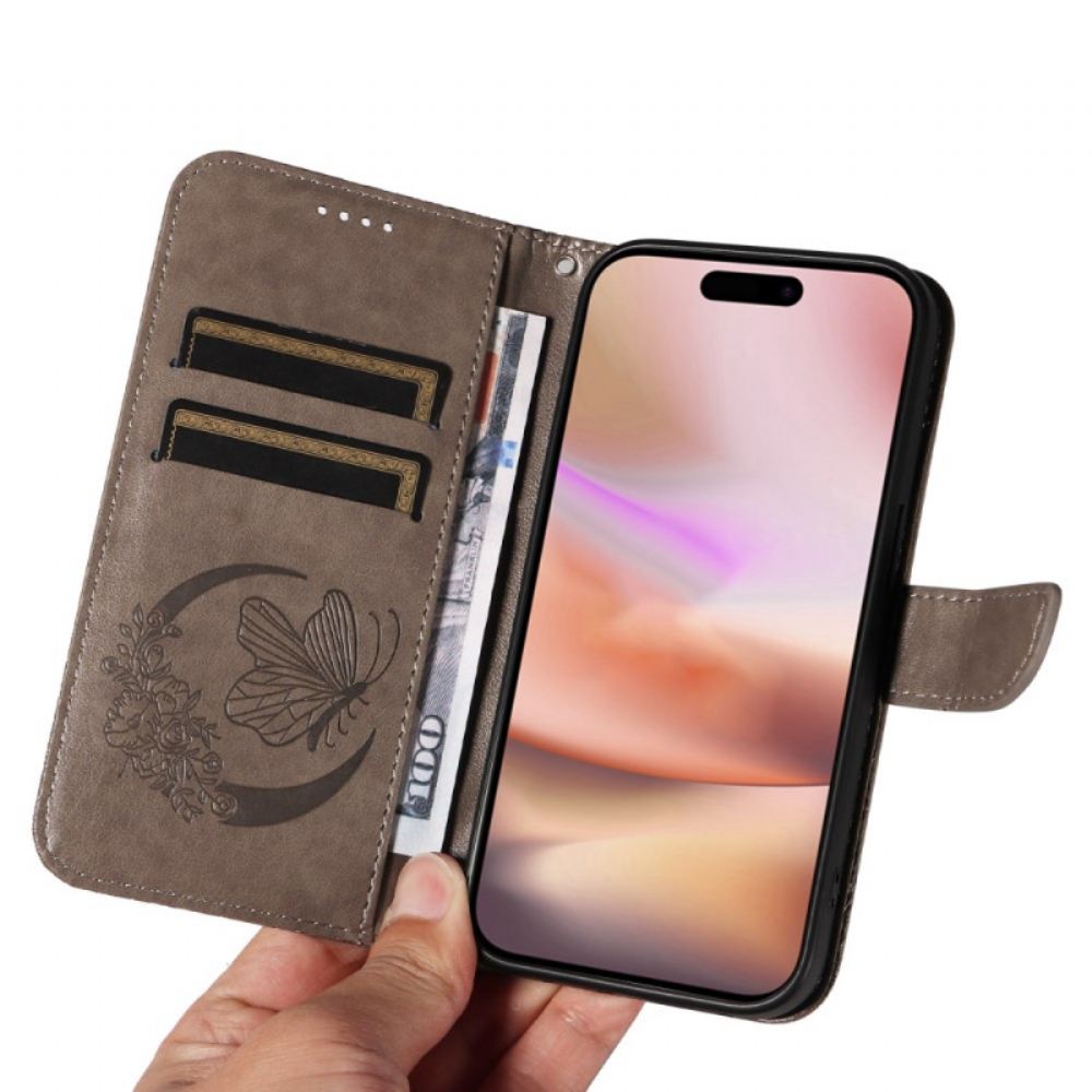 Peněženková Pouzdra iPhone 16 Plus Kryty Na Mobil Potisk Motýlů