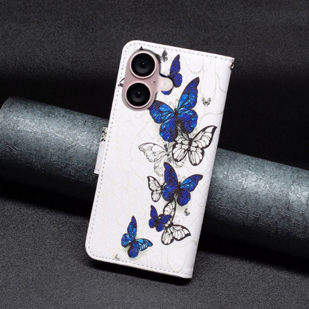 Peněženková Pouzdra iPhone 16 Plus Peněženka Pro Tisk Motýlů