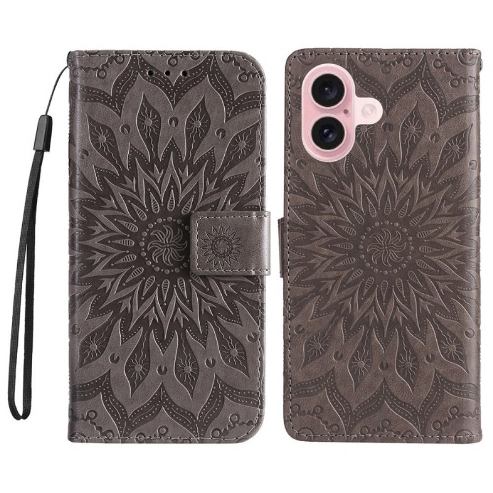Peněženková Pouzdra iPhone 16 Plus Vzor Mandaly S Páskem