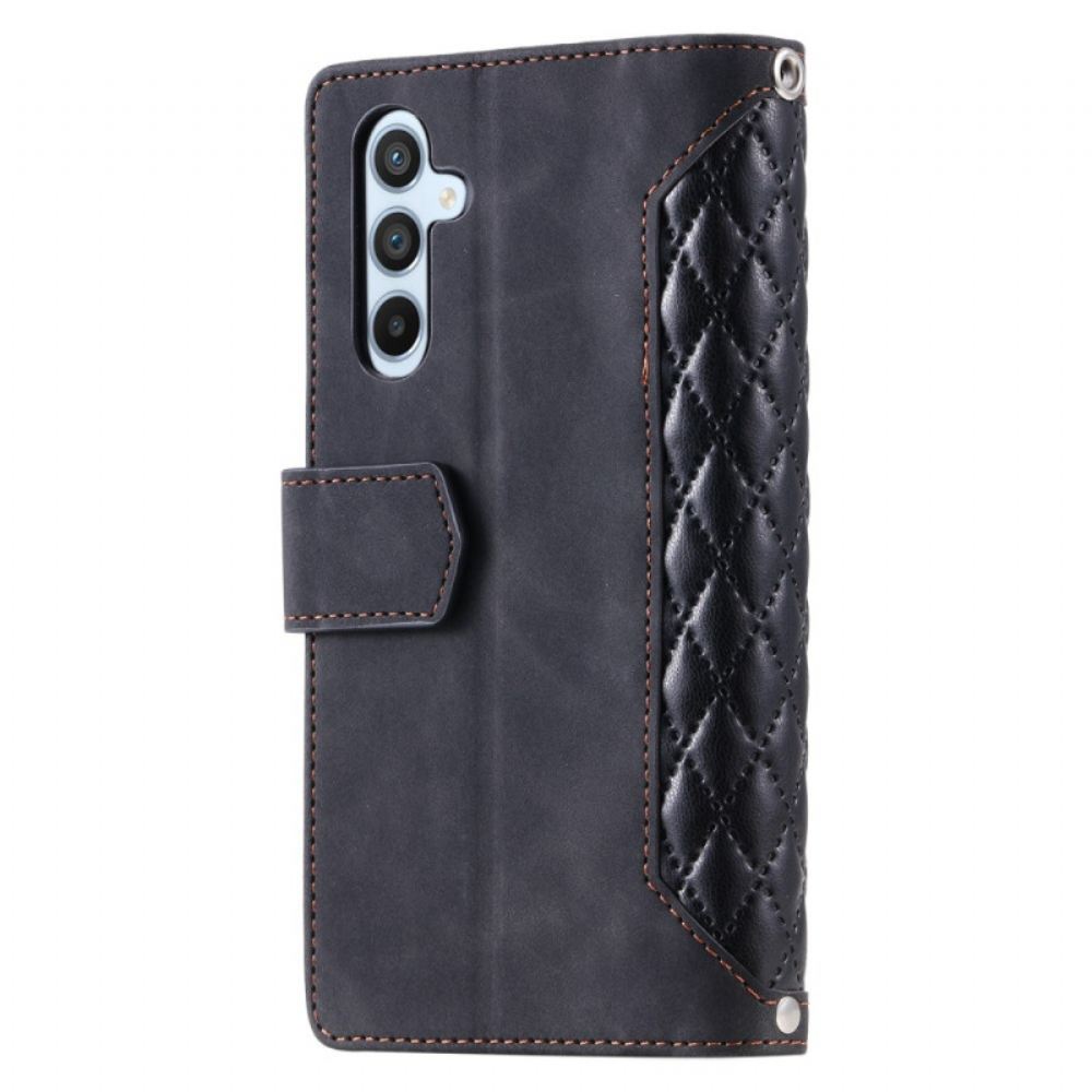 Kožený Kryt Na Samsung Galaxy S25 Plus 5g Prošívaná Peněženka