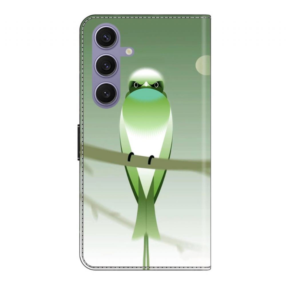 Kožený Kryt Na Samsung Galaxy S25 Plus 5g Zelený Pták