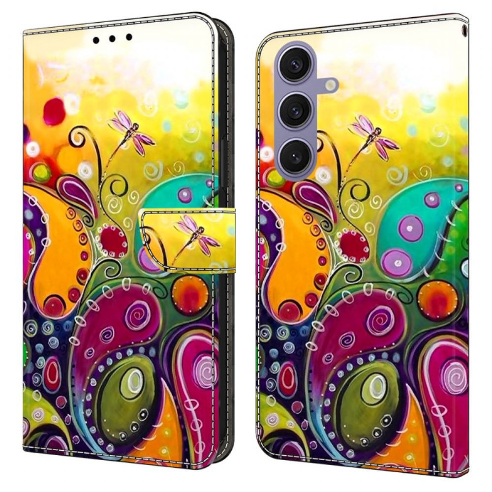 Kožený Kryt Samsung Galaxy S25 Plus 5g Barevný Květinový Vzor