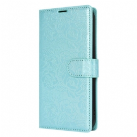 Kožený Kryt Samsung Galaxy S25 Plus 5g Květinový Potisk S Popruhem