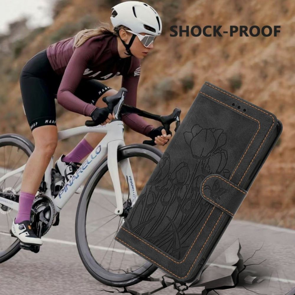 Kožený Kryt Samsung Galaxy S25 Plus 5g Květinový Semišový Efekt