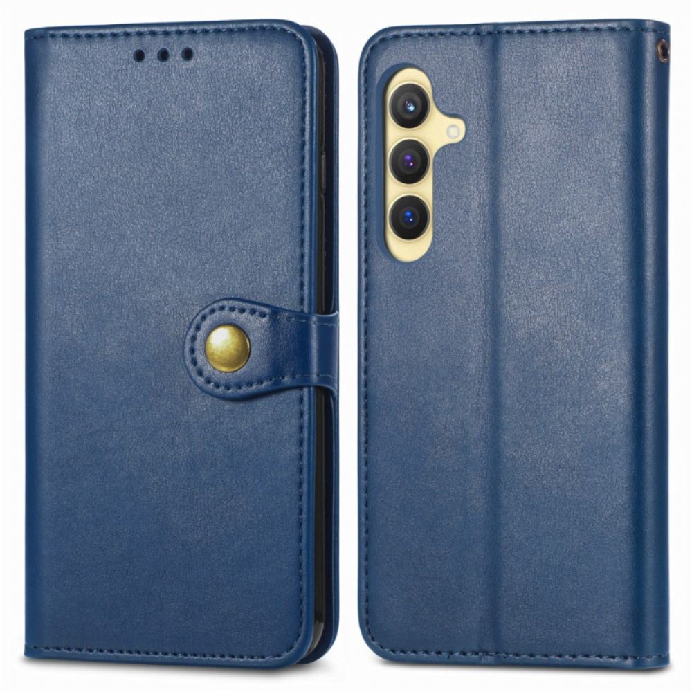 Kožený Kryt Samsung Galaxy S25 Plus 5g Zapínání Na Knoflíky