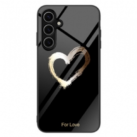 Kryt Na Samsung Galaxy S25 Plus 5g Tvrzené Sklo Se Zlatým Srdcem Na Černém Pozadí